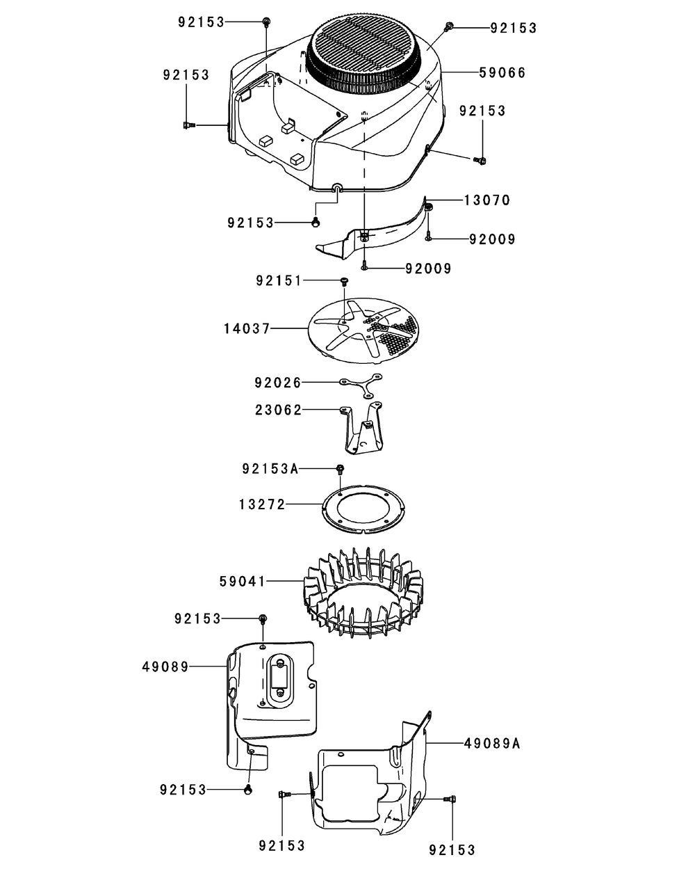 Kawasaki Fr651v-As05 Cooling Equipment Diagram and Parts List for Z-FORCES48 (17AI5BHB-17AI5BHB010)(2013) Cub Cadet Lawn Tractor